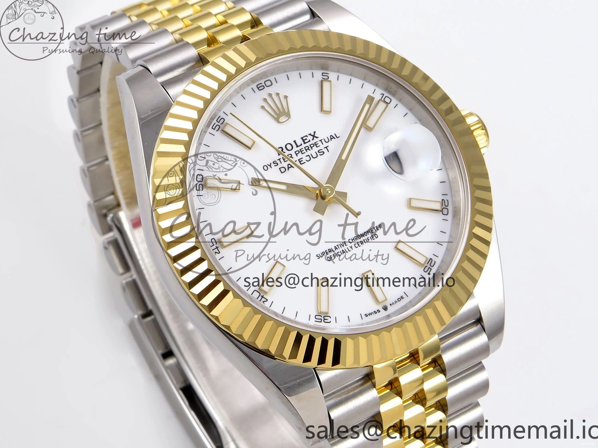 SS Best 41 Bracelet EWEF Stick DateJust Dial Jubilee A3235 White on Edition 126333 YG 0305